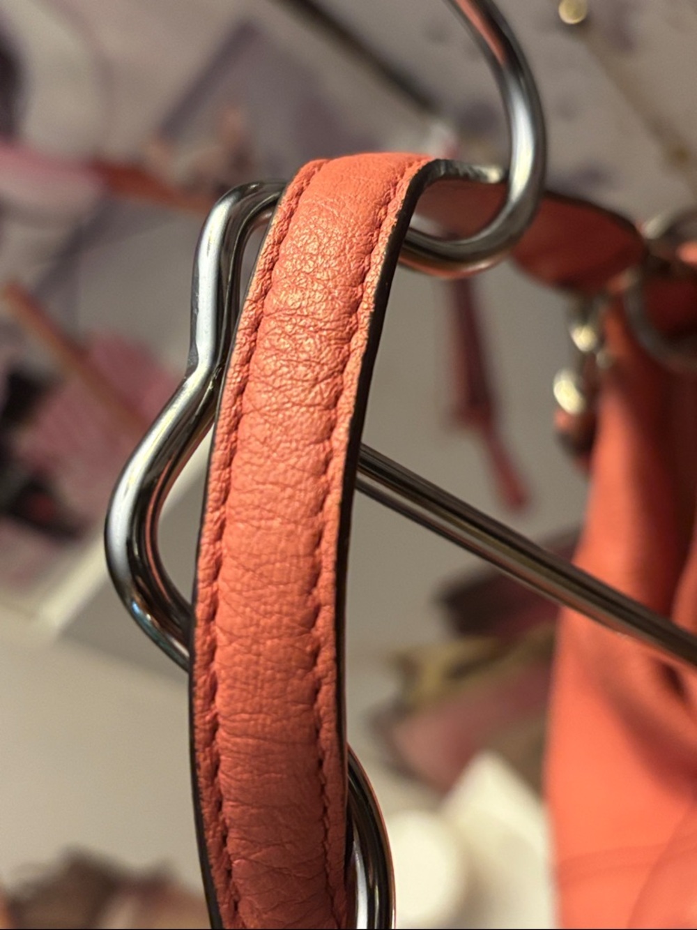 Coach Pebbled Leather Crossbody Bag Coral Pink Adjustable Strap - Picture 6 of 12